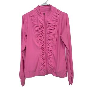 90 Degree by Reflex Pink Ruched Zip Up Jacket Medium